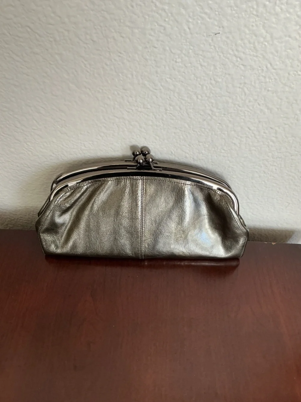 Nordstrom Green Sage Metallic Frame Clutch Bag